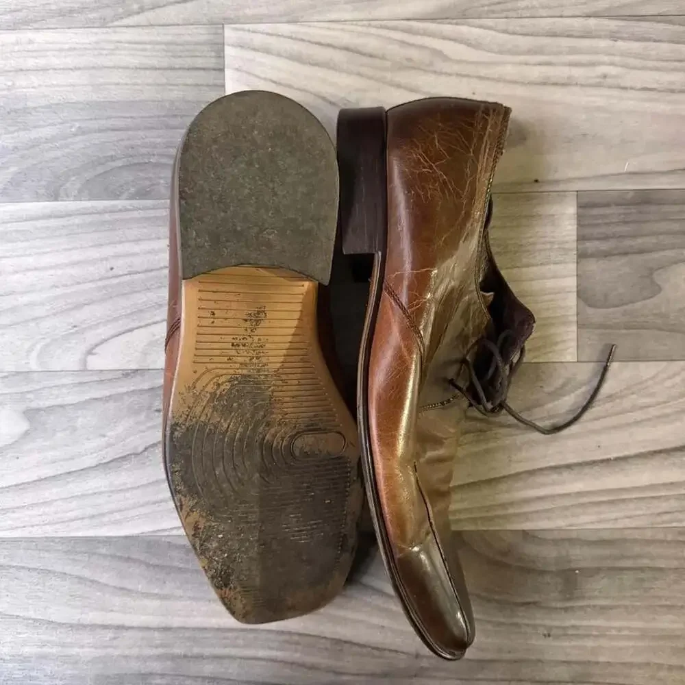 Vintage KG Brown Leather Square Toe Oxford Dress Shoes